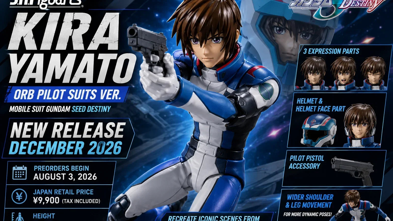 S.H.Figuarts Kira Yamato ORB Pilot Suits Ver.: Price, Release Date and Accessories