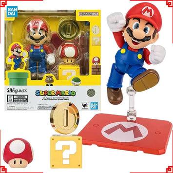 Bandai Super Mario Bros Anime Figure SHF Mario Action Figures High Pos