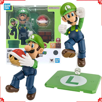 Bandai Super Mario Bros Anime Figure SHF Luigi Action Figures High Pos